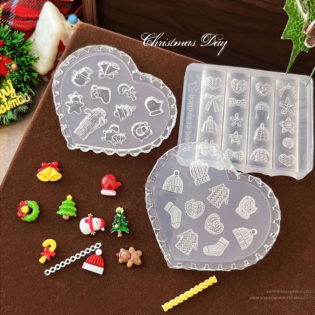 UYIKE Christmas Series Nail Art แม่พิมพ์ซิลิโคน 3D สเตอริโอการ์ตูนต้นคริสต์มาส Snowman เสื้อกันหนาวแม่พิมพ์เล็บเครื่องประดับ