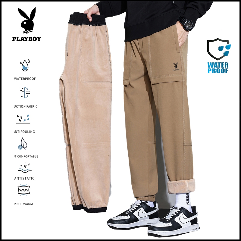 Playboy Plus Size Loose Cashmere Slacks Mens Outdoor Waterproof and Cold Mountaineering