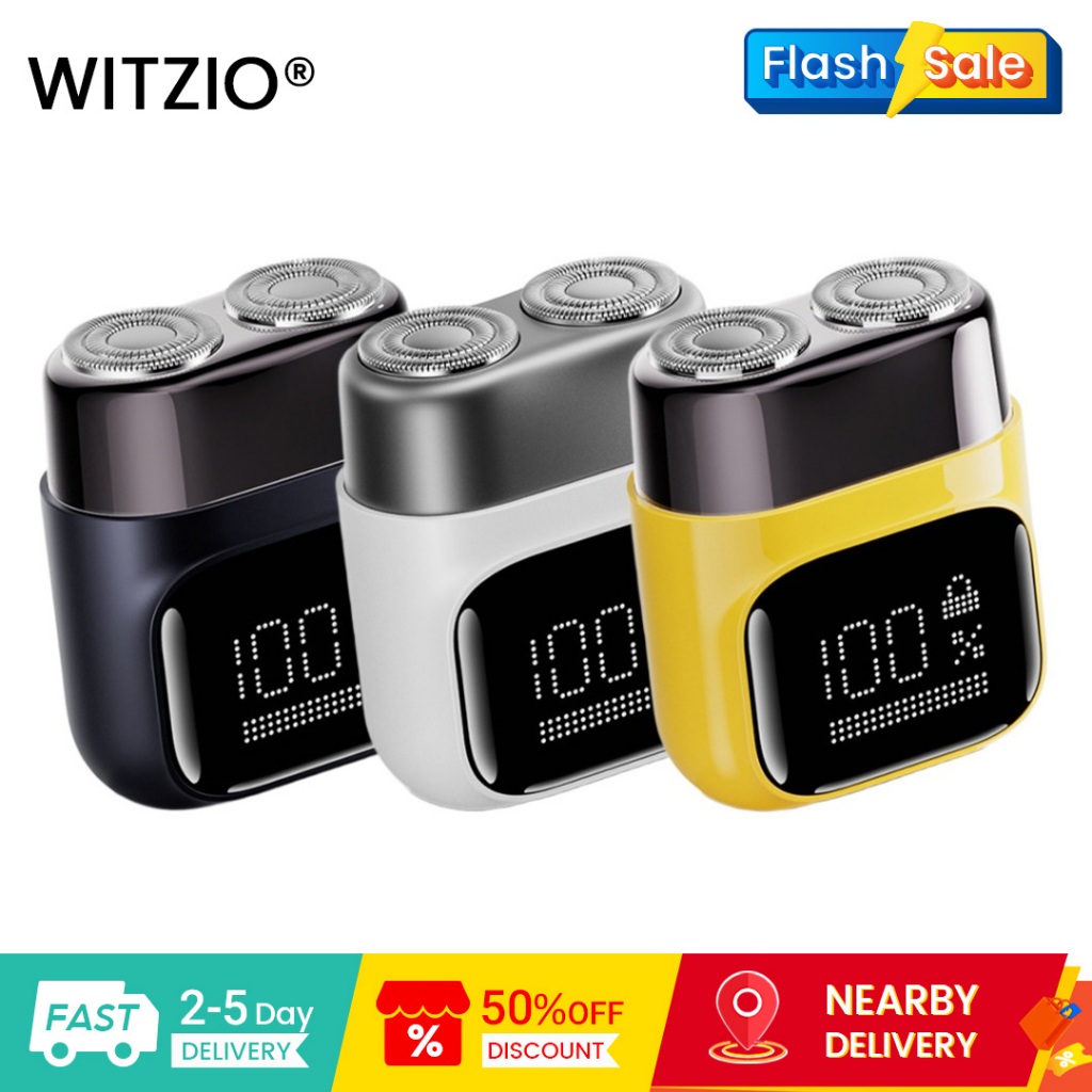 WITZIO K12 เครื่องโกนหนวดไฟฟ้าแบบพกพา LED จอแสดงผลดิจิตอล Type-C ชาร์จ IPX7 กันน้ํา Body