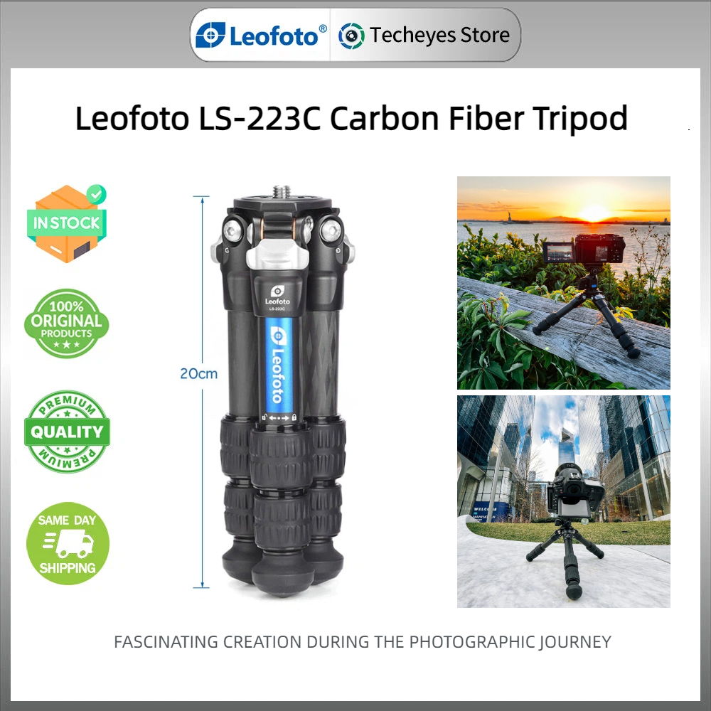 Leofoto LS-223C ขาตั้งกล้องคาร์บอนไฟเบอร์ขนาดเล็ก LH-25R หัวบอล - น้ําหนักเบาแบบพกพาสําหรับการเดินทาง Vlog การถ่ายภาพกลางแจ้ง