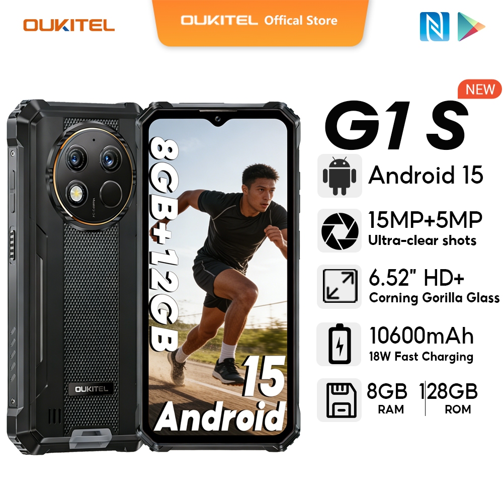 [สต็อกท้องถิ่น] OUKITEL G1 S 8GB+128GB 6.52 นิ้ว HD+ มือถือ 10600mAh 18W ชาร์จเร็ว Android 15 13MP+2MP กล้องลายนิ้วมือ FM NFC Handphone