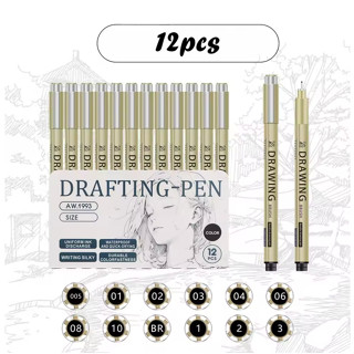 Letit |  【12PCS/SET】ไมครอน ปากกาเข็มแปรงนุ่มปากกาวาดภาพ 005 …