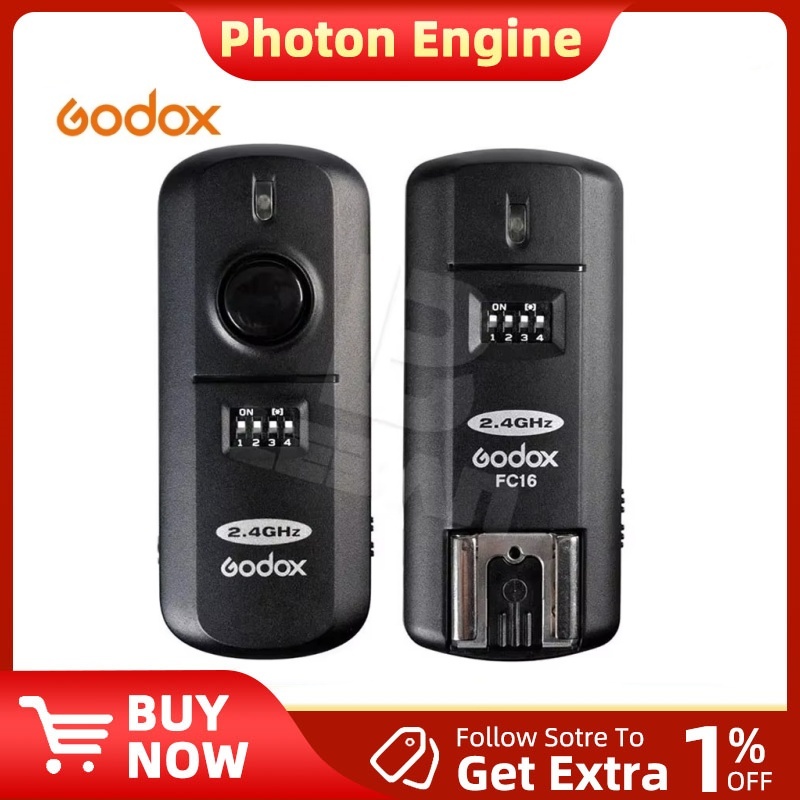 Godox FC-16 2.4GHz 16 ช่องไร้สาย Remote Flash Studio Strobe Trigger Shutter สําหรับ Canon 5D 6D 7D 5