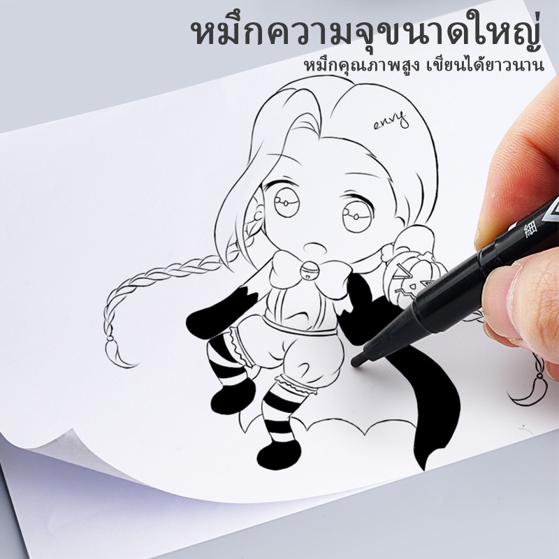 เครื่องหมายสองหัว 0.5/1.0 มม. ปากกามาร์กเกอร์ถาวรสีดําสีน้ําเงินสีแดงหมึกน้ํามันปากกามาร์กเกอร์กันน้ํา - รูปที่ 3