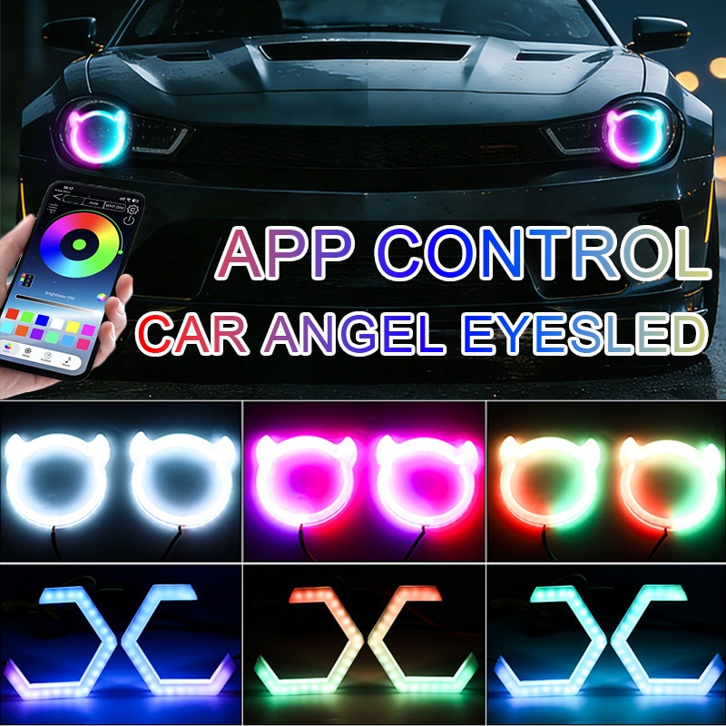 2PCS Angel Eye LED RGB รถ Halo Light รถไฟวิ่งกลางวัน APP ควบคุม 9-30V