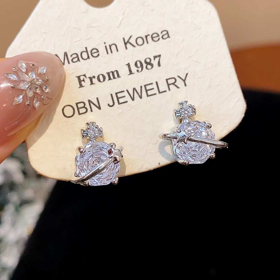 ต่างหูสตั๊ด Planet & Cross Zircon สำหรับผู้หญิง ดีไซน์หรูหรา เหมาะสำหรับวันทำงานและงานเลี้ยง - รูปที่ 6