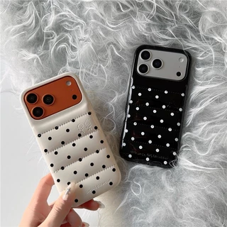 น่ารักลายจุดปักเป้าสําหรับiPhone 13 14 15 16 17 Pro Maxโลหะหรูหราปุ่มอิสระGlossyหนังลงเสื้อแจ็คเก็ตกันกระแทกรวมทุกอย่างปกหลัง