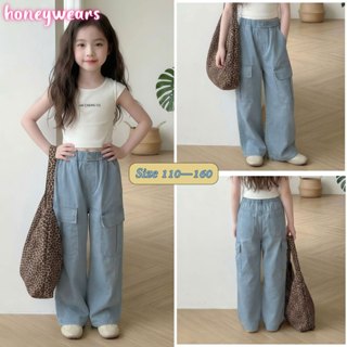 honeywears⚡พร้อมส่ง⚡กางเกงยีนส์เด็ก กางเกงขายาวขากว้างเด็กผู…