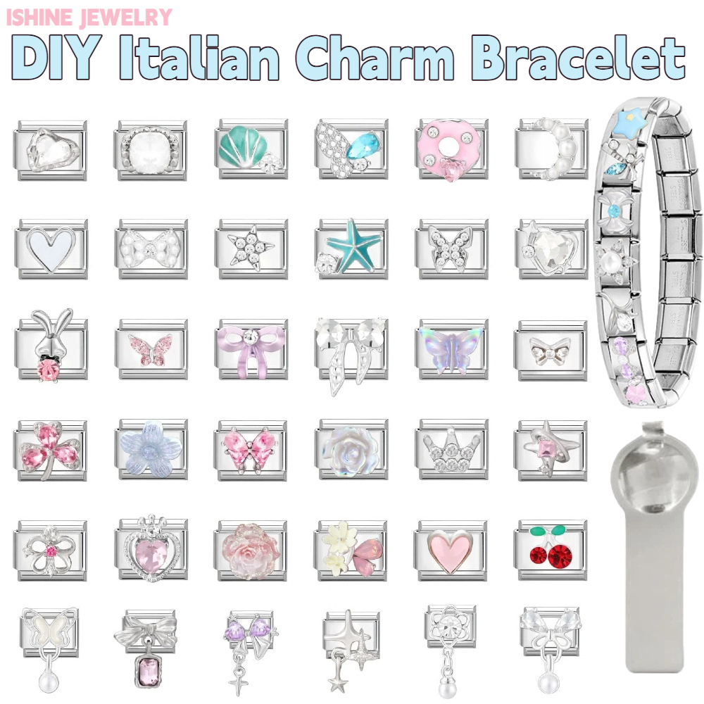 สร้อยข้อมืออิตาลี DIY ตกแต่งด้วยจี้น่ารักขนาด 9 มม.