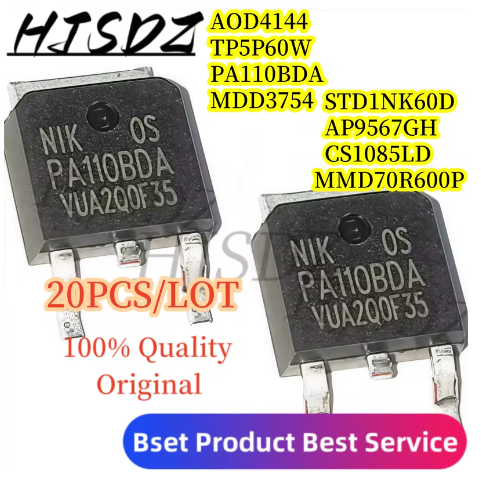 20PCS MOSFET N-Channel (D1NK60 STD1NK60 TK5P60W PA110BDA MDD3754 AP9567GH 9567GH GS1085LD) 100% Nuev