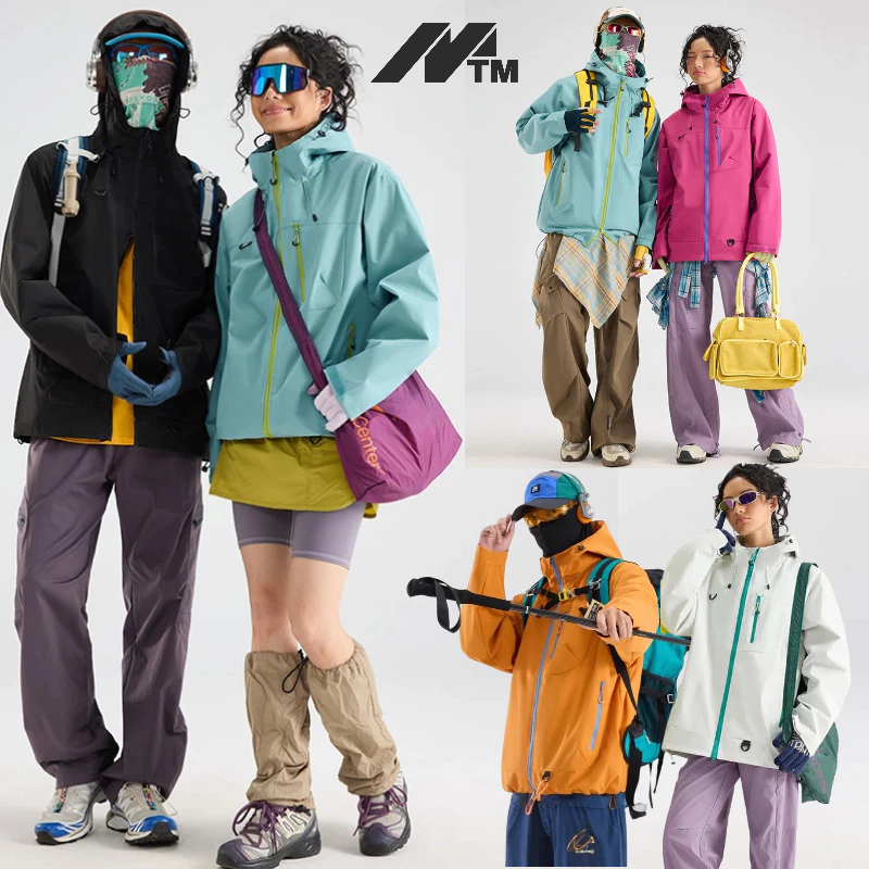 MTM ชุดปีนเขา เสื้อแจ็คเก็ตผู้ชายผู้หญิงสไตล์เดียวกันแจ็คเก็ตคลุมด้วยผ้ากลางแจ้ง กันลม กันน้ําชุดเดินป่ามืออาชีพ