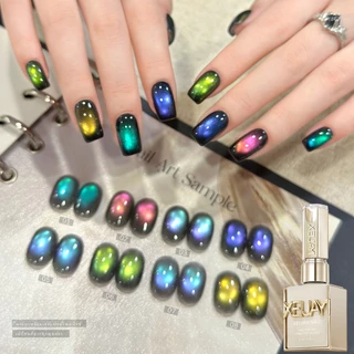 XEIJAYI 15ml - ยาทาเล็บเจลลายตาแมวสีน้ำเงินม่วงนกยูง: เงางามติดทนนาน