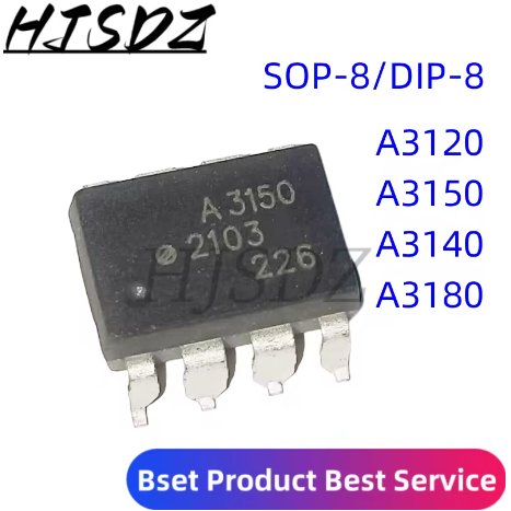 Acoplador fotoeléctrico, A3120, A3150, A3180, HCPL-3140, HCPL-3150,HCPL3120, HCPL-3180, A3120V,SOP-8