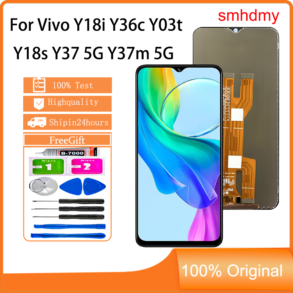 Smhdmy Ori สําหรับ Vivo Y18i Y36c Y03t Y18s Y37 5G Y37m 5G T3 lite iQOO Z9 Lite 5G เปลี่ยนหน้าจอสัมผ