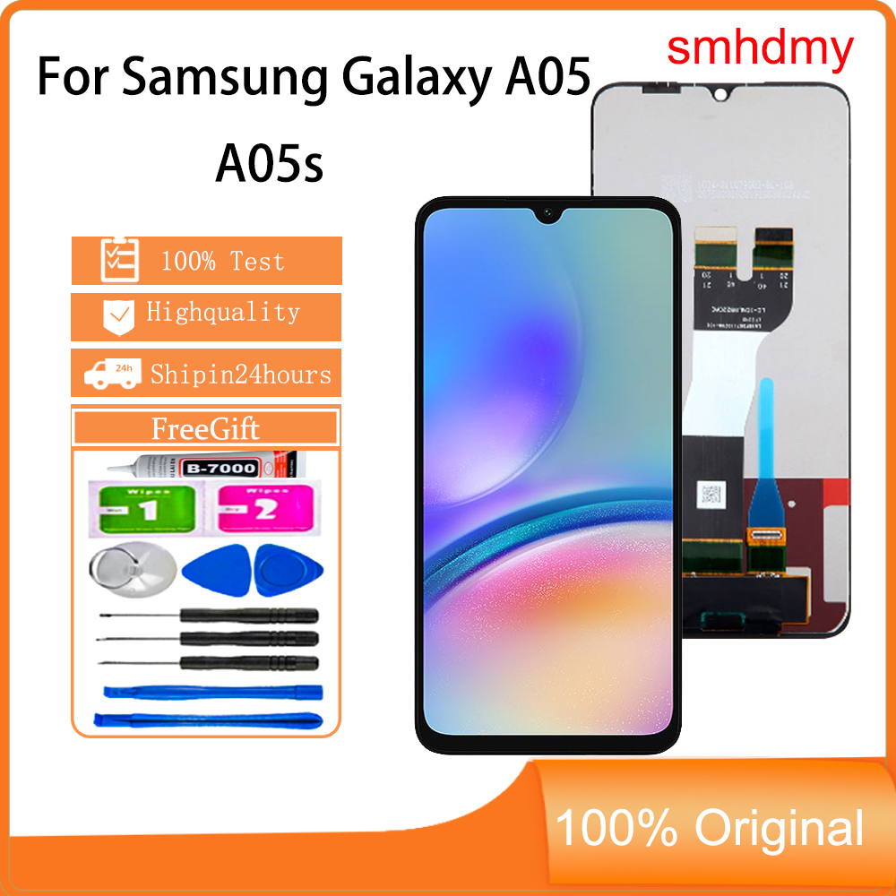 Smhdmy Ori จอแสดงผลสําหรับ Samsung Galaxy A05 A05s เปลี่ยนหน้าจอสัมผัส LCD