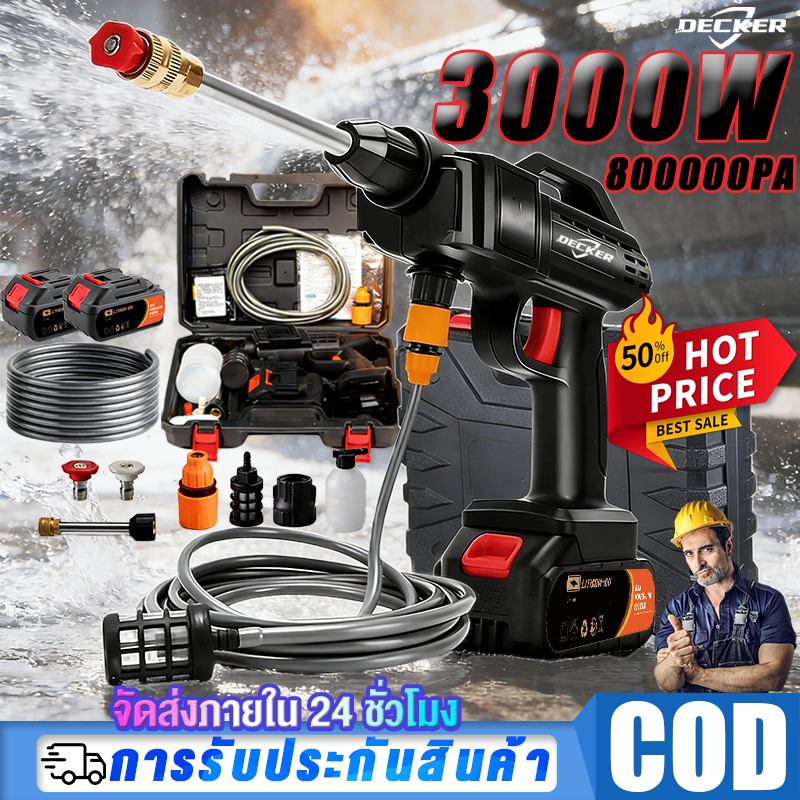 DECKER ใหม่เครื่องซักผ้าไร้สายแบบพกพา, ปืนฉีดน้ำล้างรถแรงดันสูง, รถยนต์บ้าน 6 ใน 1 เครื่องมือล้างรถไฟฟ้า, แบบพกพาอเนกประสงค์บ้านรดน้ำปืนฉีดน้ำ ปืนฉีดน้ำรถมอเตอร์ไซค์