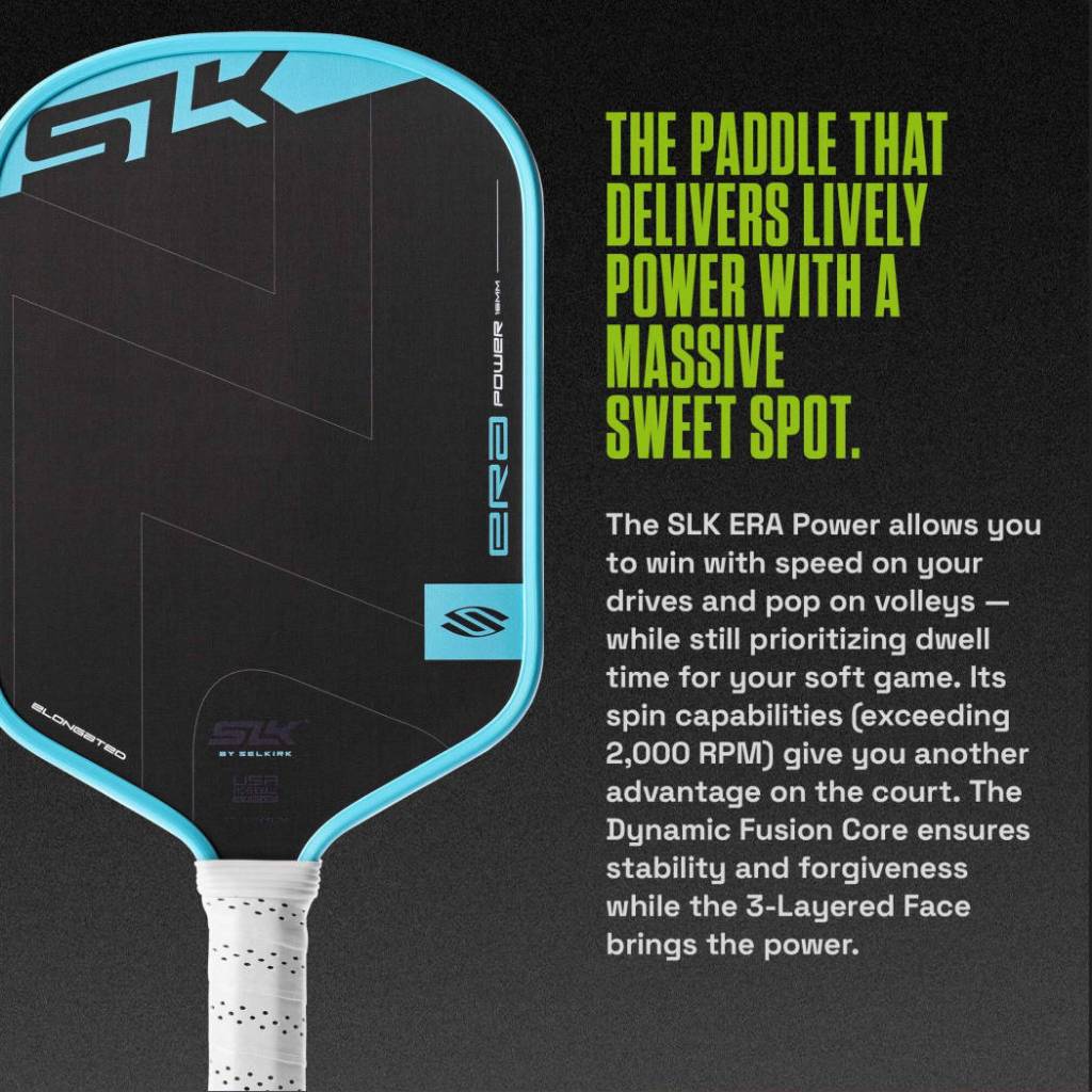 SLK โดย Selkirk ERA Power Elongated Pickleball Paddle | ทนทาน ไม้ก้านรังผึ้ง,ดีลเพิ่ม-บน พร้อมลูก
