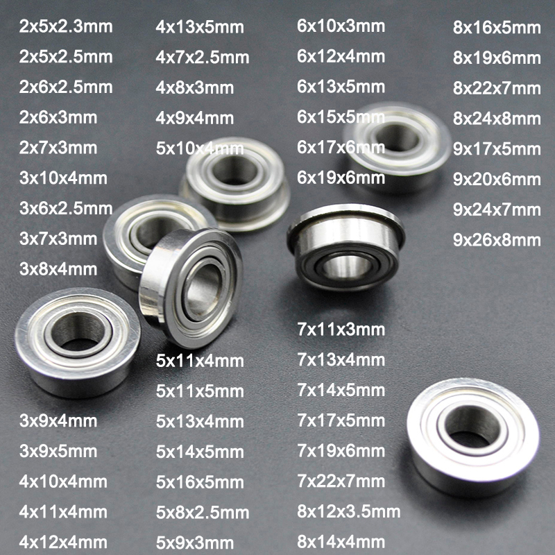 10 pcs แบริ่งหน้าแปลน Bore 2mm 3mm 4mm 5mm 6mm 7mm 8mm 9mm F625 F605 F608 MF105 MF115 F695 ZZ Mini B