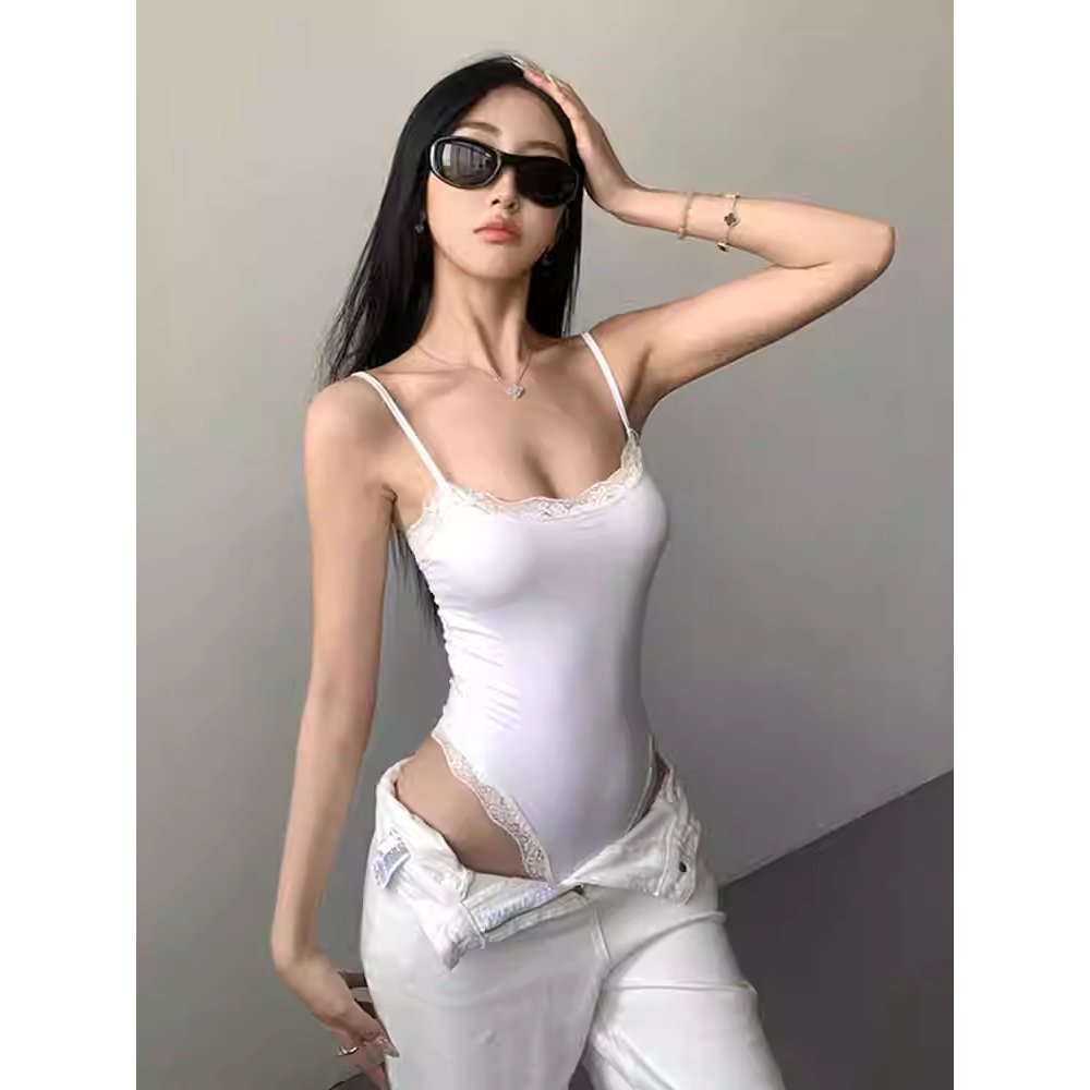 Lln🍑พร้อมส่ง🍑 บอดี้สูทกระชับสัดส่วน ควบคุมหน้าท้อง กระชับเอว เสื้อกั๊กแบบผูกคอ บอดี้สูทลูกไม้สไตล์คาร์ดาเชียน - รูปที่ 6