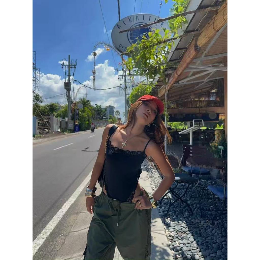 Lln🍑พร้อมส่ง🍑 บอดี้สูทกระชับสัดส่วน ควบคุมหน้าท้อง กระชับเอว เสื้อกั๊กแบบผูกคอ บอดี้สูทลูกไม้สไตล์คาร์ดาเชียน - รูปที่ 5