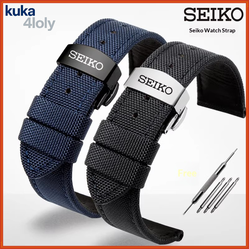 KUKA4 18mm19mm20mm21mm22mm24mm Nylon + สายนาฬิกาหนังสําหรับ Seiko No.5 Skx007 Skx009 Retro Strap Qui