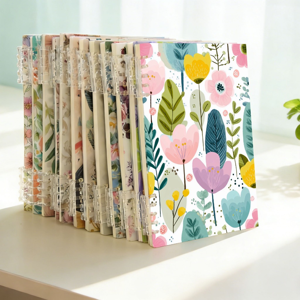 Colorhike A5 Ring Binder Notebook 12 การออกแบบดอกไม้, รีฟิล Snap Ring Journal ปกแข็ง, เปลี่ยนหน้าเรียงรายใบหลวมสําหรับของขวัญสํานักงานโรงเรียน