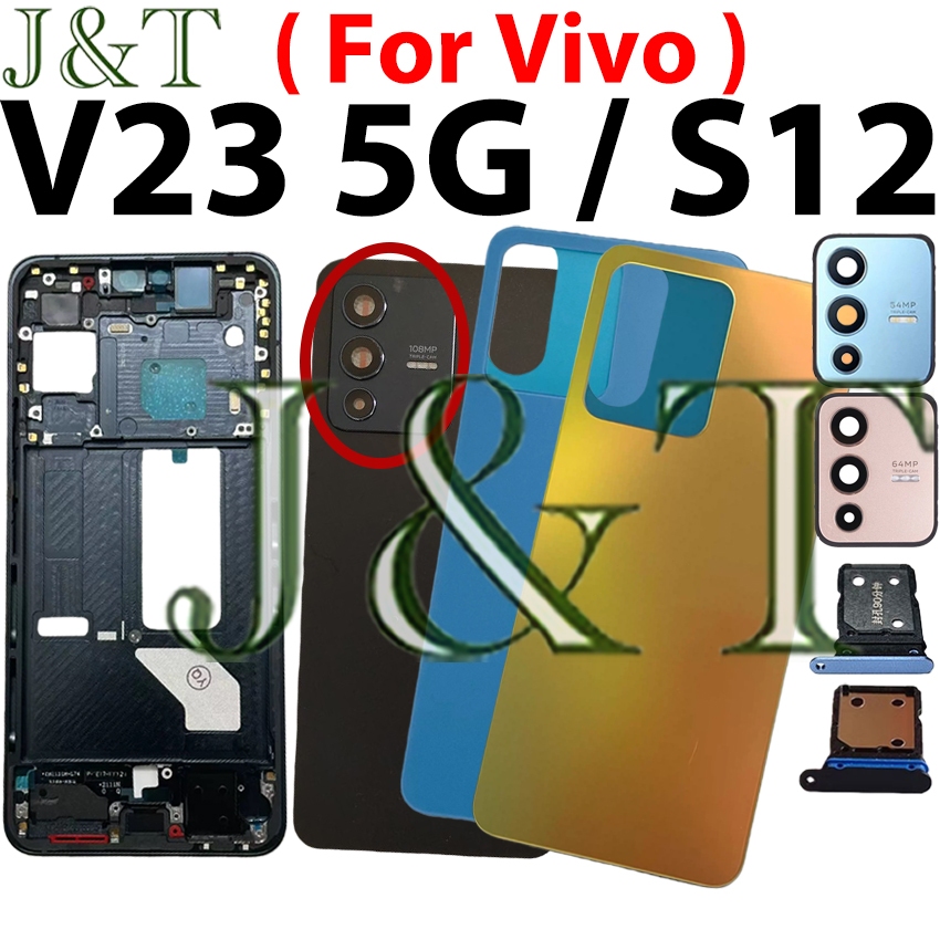 ฝาหลังแบตเตอรี่ กรอบกลาง กรอบหน้าจอ LCD กรอบกล้องเลนส์ ถาดซิม สําหรับ VIVO S12 / V23 5G (V2162/V2130)