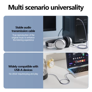 SUNKANDI AUX USB ถึง 3.5 มม.สายเคเบิลอะแดปเตอร์เสียง DAC ในตัวสําหรับลําโพงหูฟัง PC