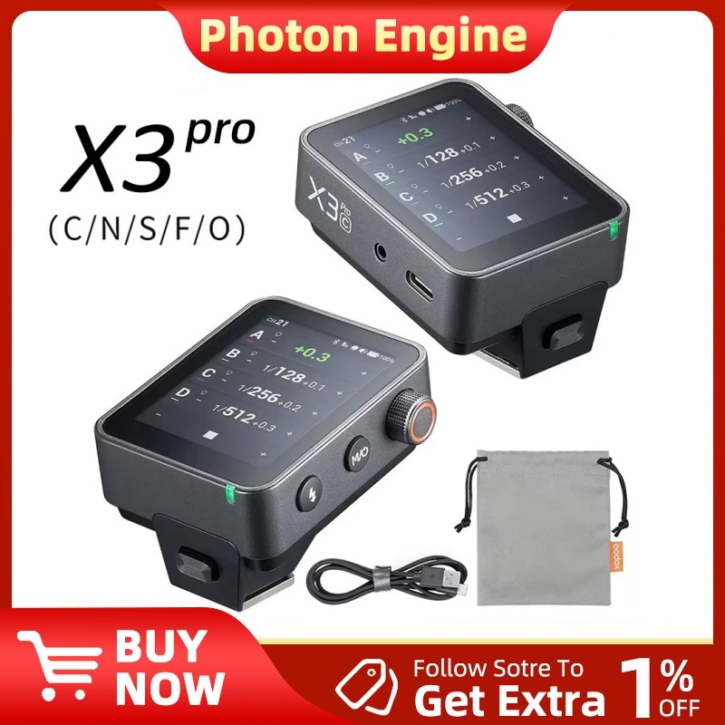 Godox X3PRO C/N/S/F/O 2.4 นิ้ว TTL HSS 2.4G แฟลชทริกเกอร์ไร้สาย OLED เครื่องส่งสัญญาณหน้าจอสัมผัส