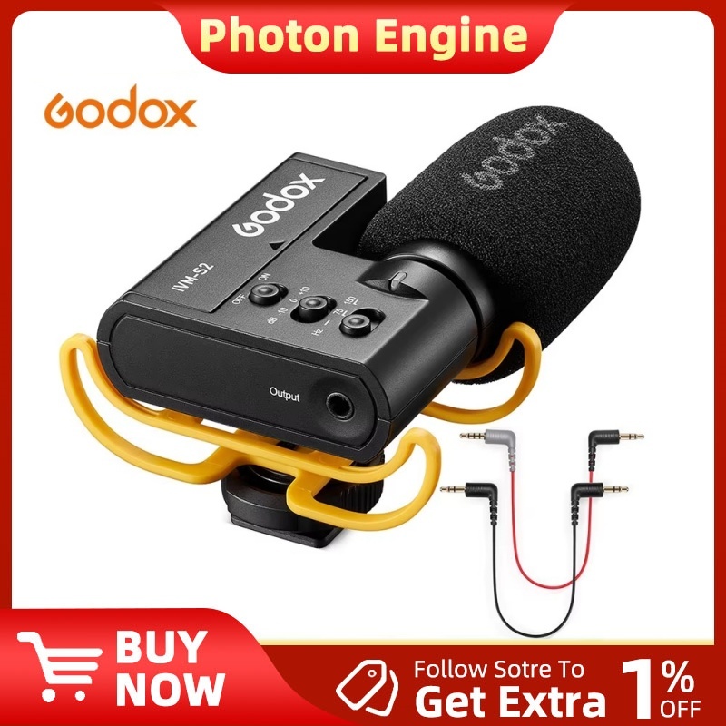 GODOX IVM-S2 ไมโครโฟนชนิดปืนโทรศัพท์มือถือกล้อง micro SLR บันทึกสดสัมภาษณ์ไมโครโฟนคอนเดนเซอร์