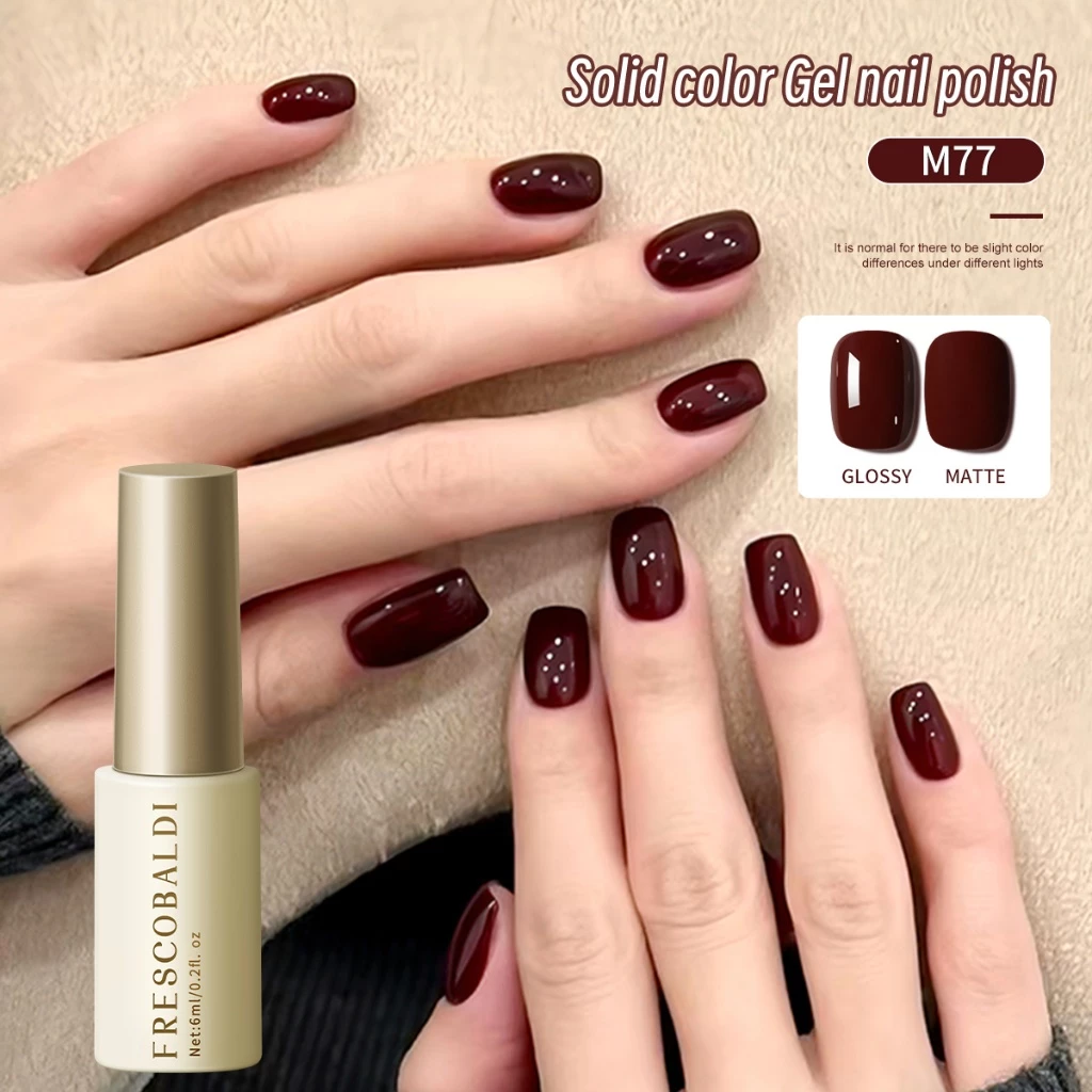 FRESCOBALDI 6 มล. -- ยาทาเล็บเจลสีแดงเข้ม ติดทนนาน เหมาะสำหรับการทำเล็บ DIY ที่บ้าน