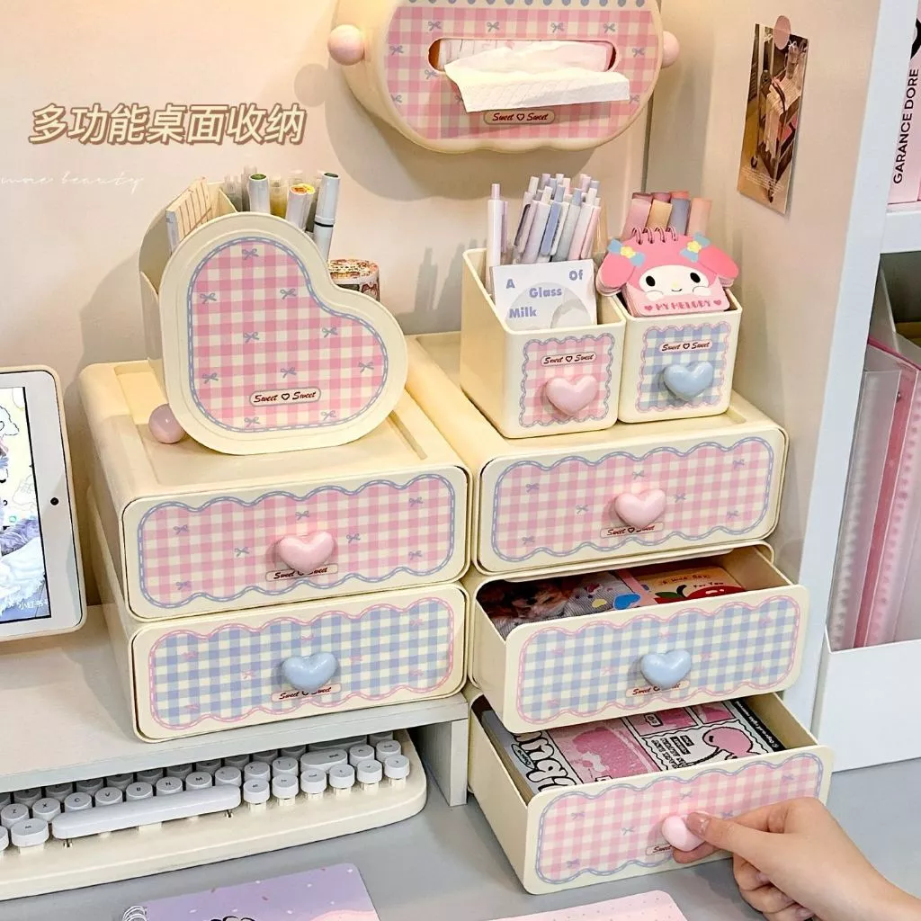 เครื่องสําอาง กล่องเก็บของ กล่องเก็บโมเดล ชั้นวางของแบบลิ้นชั สำหรับโต๊ะทำงาน โต๊ะหอพัก ที่ใส่ปากกาเ thumbnail 3