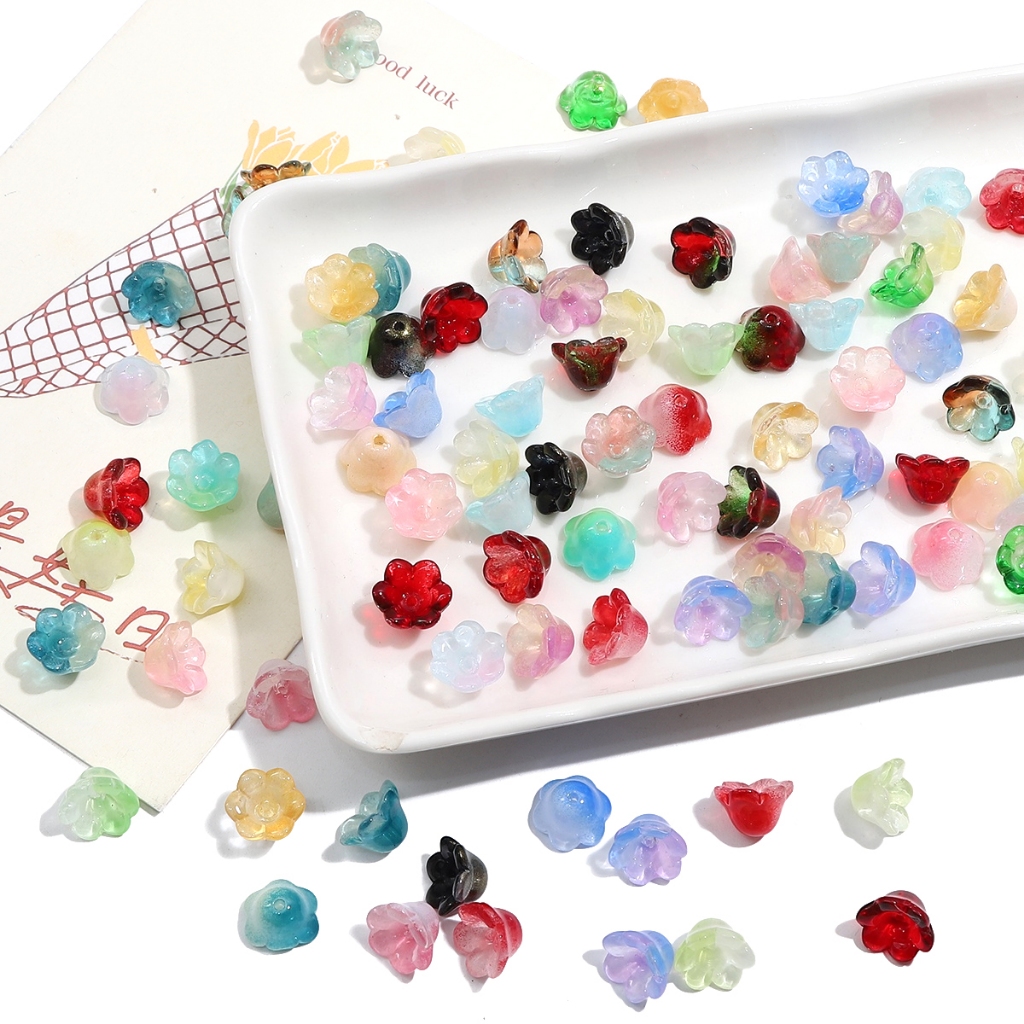 ตระกร้าหยก Gradient Bell Orchid ขนาด 12x7 มม. 10 ชิ้น/ถุง เหมาะสำหรับงานเครื่องประดับ DIY