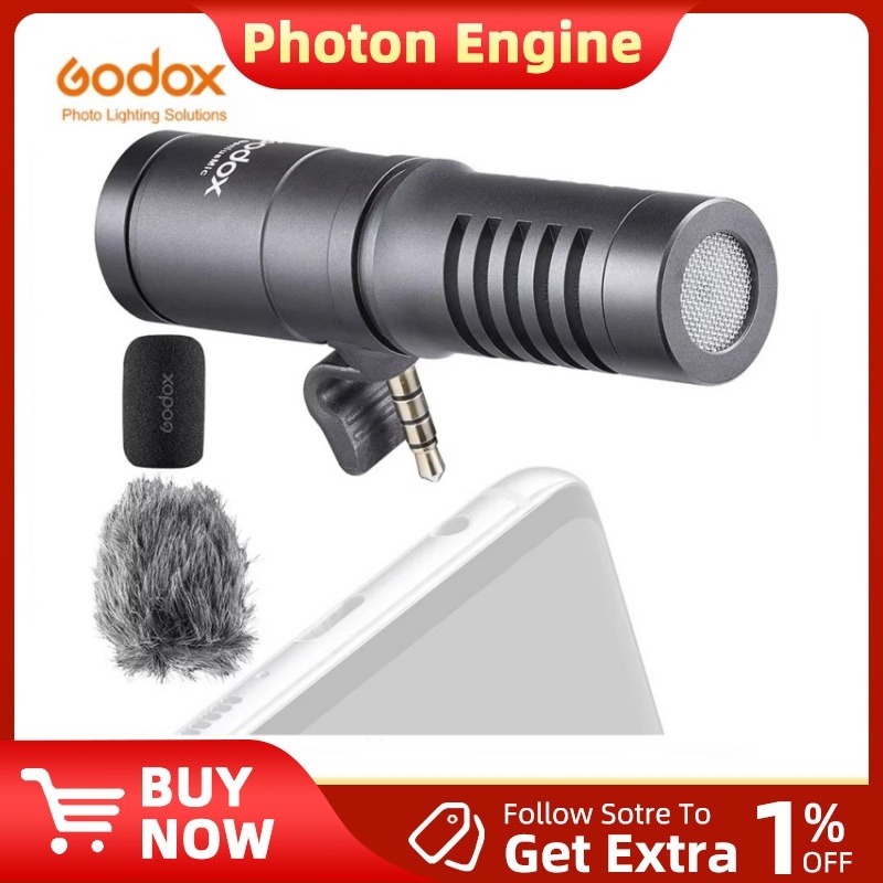 Godox Geniusmic 3.5 มม. UC LT ไมโครโฟนทิศทางที่หัวใจเป็นพิเศษ บันทึกสัมภาษณ์สดมือถืออุปกรณ์ป้องกันและเล่น