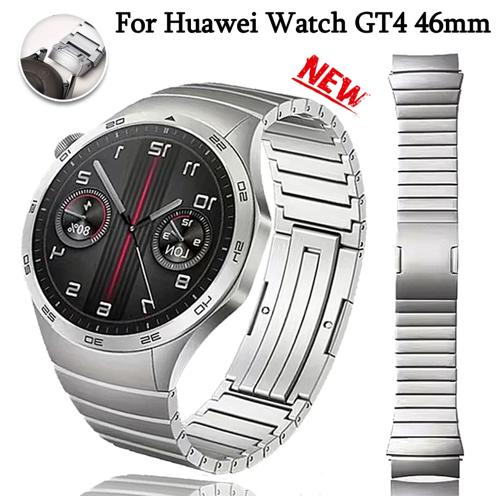 สายนาฬิกาข้อมือ สเตนเลส ทรงโค้ง ไม่มีช่องว่าง หรูหรา สําหรับ Huawei Watch GT 4 46 มม. gt4 46 22 มม.