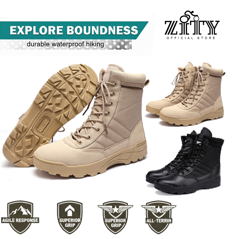 บู๊ทกลางแจ้งสำหรับผู้ชาย ออกแบบมาเพื่อเดินป่า กันลื่นและทนทาน เหมาะสมสำหรับทะเลทรายและพื้นที่ขรุขระ