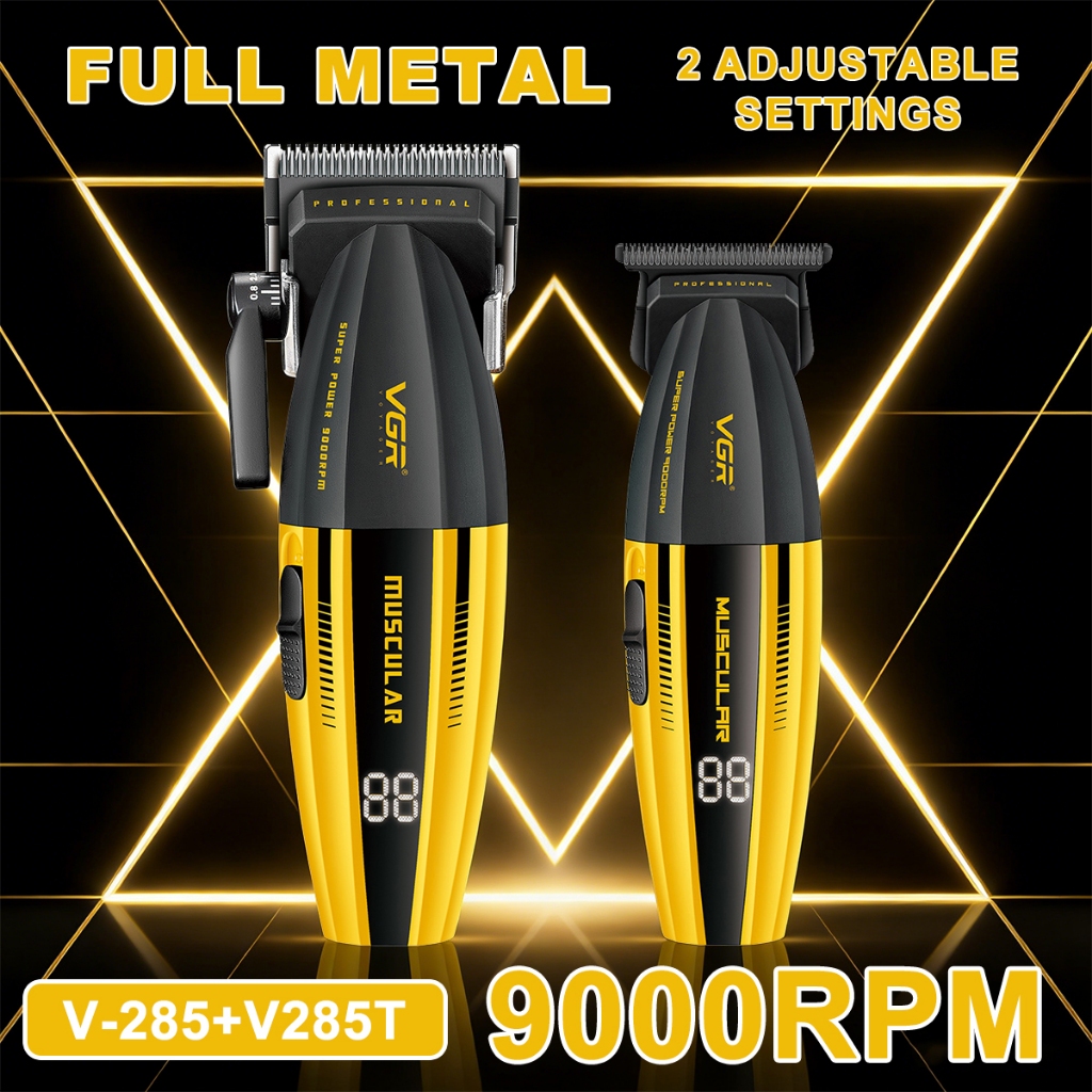 VGR V-285T Professional Hair Clipper สําหรับชาย DLC ใบมีด Zero Gapped 9000RPM ผมโลหะเต็มรูปแบบ Trimm