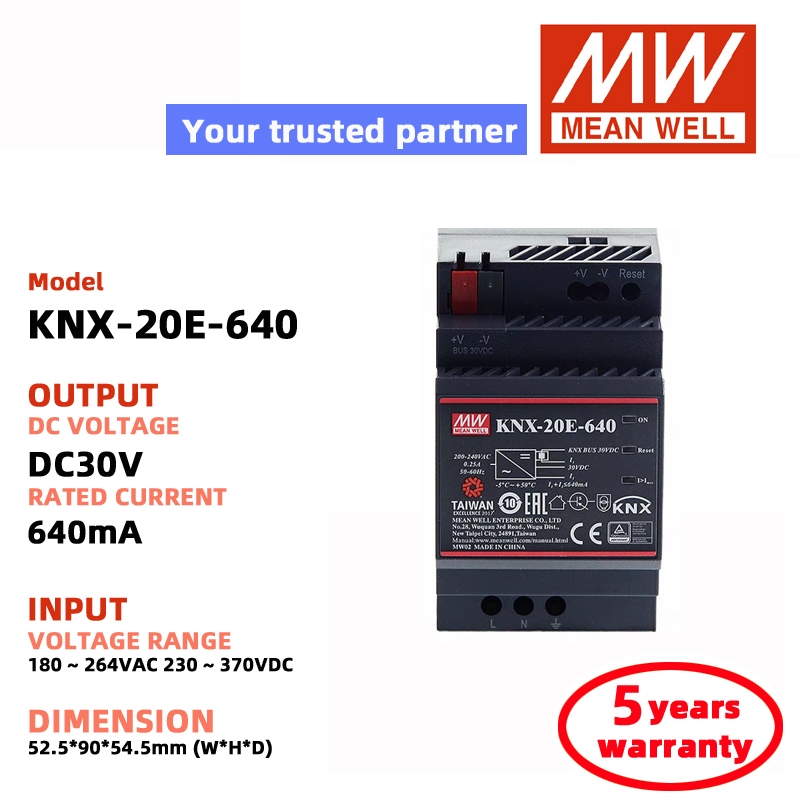 MEAN WELL KNX-20E-640 แหล่งจ่ายไฟสลับ MEANWELL 640mA KNX แหล่งจ่ายไฟ