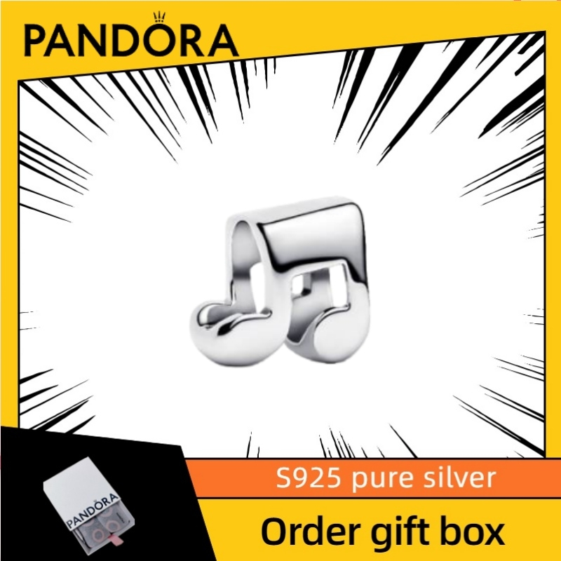 ล่าสุด PANDORA Fashion Design Gift เครื่องประดับผู้หญิง S925 Pure Silver Music Note Mini Charm 79451