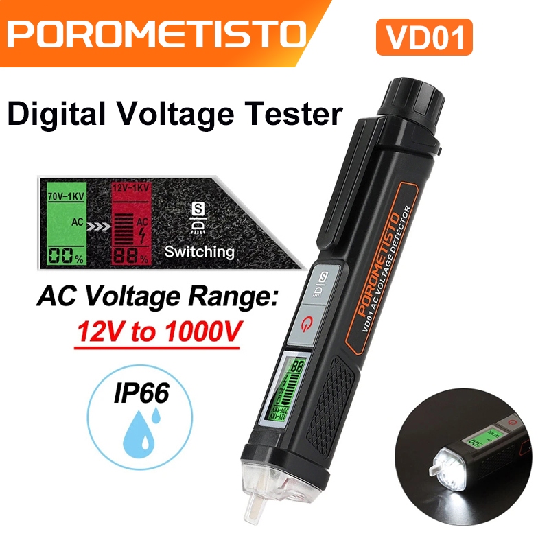 Porometisto VD01 ใหม่ ปากกาทดสอบแรงดันไฟฟ้า AC 12-1000V IP66 กันน้ํา ความไวสูง ต่ํา ปรับได้ ไม่สัมผั