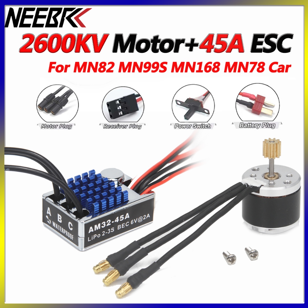 NEEBRC 2322 2600KV Outrunner มอเตอร์ไร้แปรง AM32 45A ESC Original T ปลั๊กสําหรับ MN82 MN168 MN78 MN9