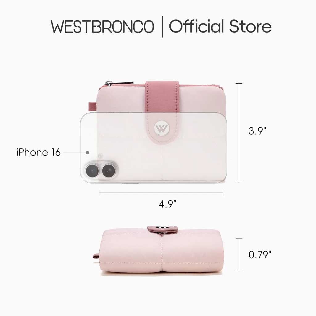 WESTBRONCO Sandwich กระเป๋าสตางค์ไนลอนกันน้ำ มีช่องเก็บ พร้อมที่ห้อยกุญแจ thumbnail 3