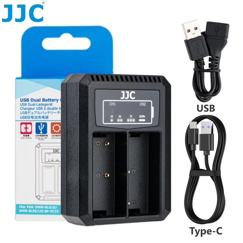 JJC เครื่องชาร์จ USB  สำหรับแบตเตอรี่ Olympus BLH-1  ของกล้อง Olympus OM-D E-M1 Mark III E-M1 Mark I