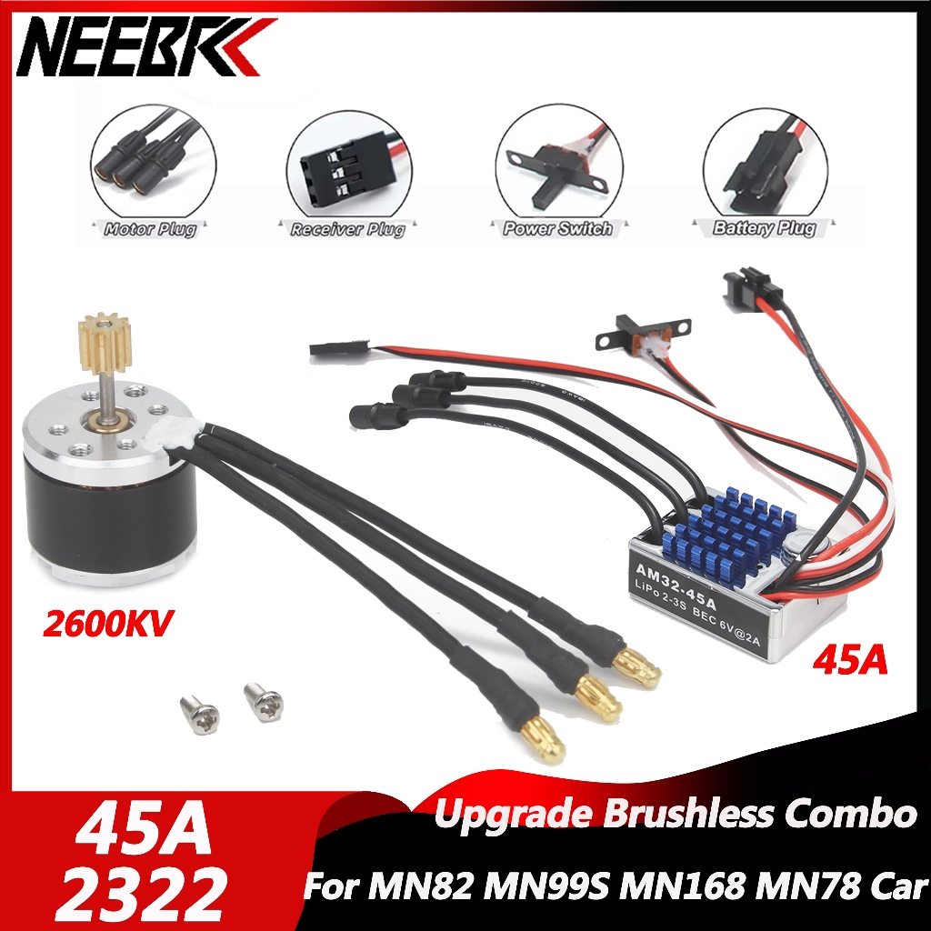 NEEBRC 2322 2600KV Outrunner มอเตอร์ไร้แปรง AM32 45A ESC SM3.0 ปลั๊กสําหรับ 1/12 RC Crawler รถ MN82 