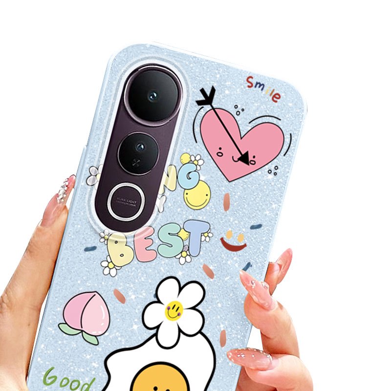 YBDเคสโทรศัพท์สําหรับVivo Y31 5G Y21D V60E V60 Lite Y200 Y300 V50 Lite V50E V40 Liteน่ารักไข่แดงพายLove Glitter Shell - รูปที่ 4