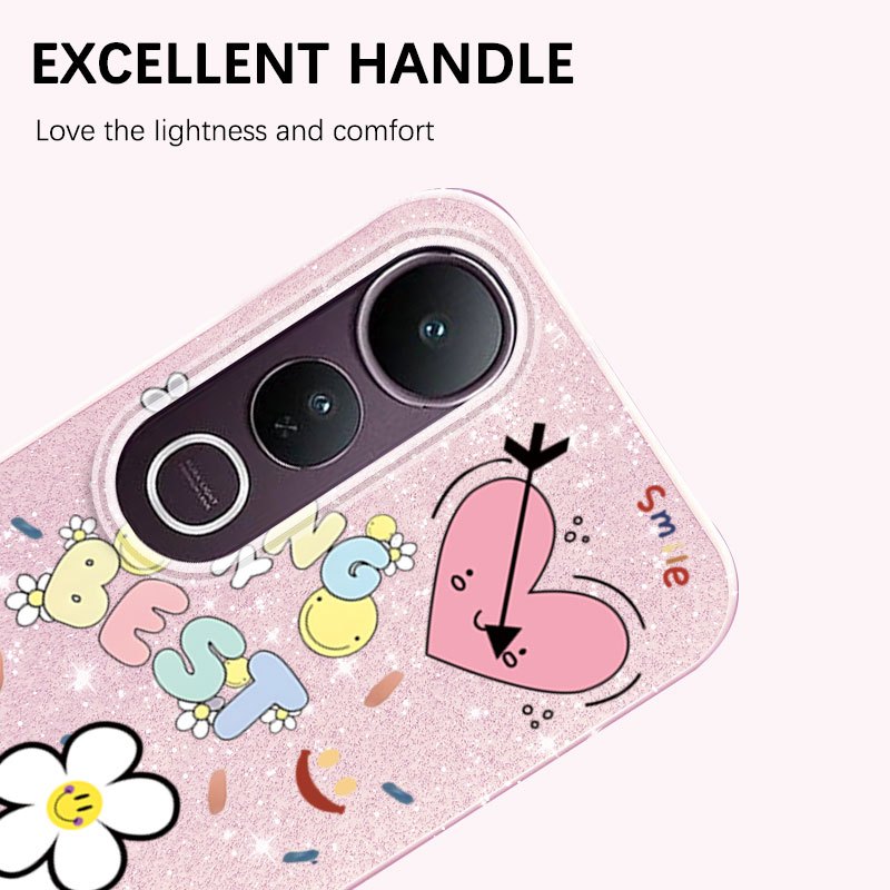 YBDเคสโทรศัพท์สําหรับVivo Y31 5G Y21D V60E V60 Lite Y200 Y300 V50 Lite V50E V40 Liteน่ารักไข่แดงพายLove Glitter Shell - รูปที่ 7