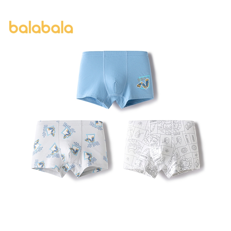 กางเกงในคอตตอนแบบบ็อกเซอร์บริฟสำหรับเด็กชาย นุ่มสบาย แพ็คละ 3 PCS