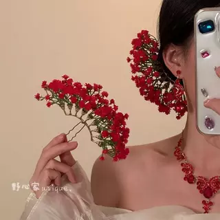 ปิ่นปักผมดอกไม้นกยูงสไตล์จีนร่วมสมัย โทนบรรยากาศแบบฟีลพรหมจุมพาฬ เครื่องประดับศีรษะสำหรับผู้หญิง เหม