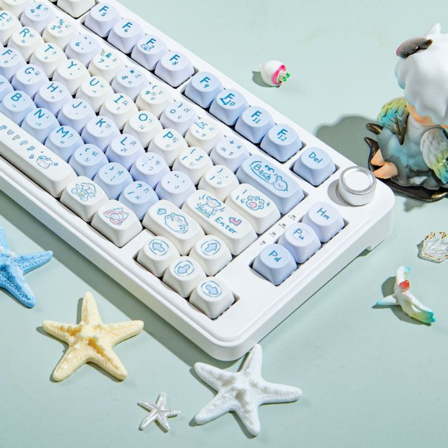 White Puppy Keycaps ไทย PBT วัสดุ 5 ด้านข้าง DYE-SUB MOA โปรไฟล์สําหรับการปรับแต่ง MX Switch คีย์บอร