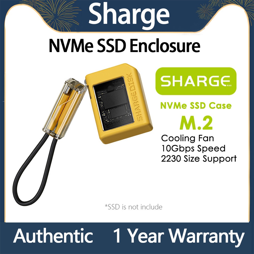 Sharge Disk M.2 NVMe SSD Enclosure Active Cooling System, สําหรับ 2230 M-Key NVMe SSDs,10Gbps USB-C 